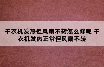 干衣机发热但风扇不转怎么修呢 干衣机发热正常但风扇不转